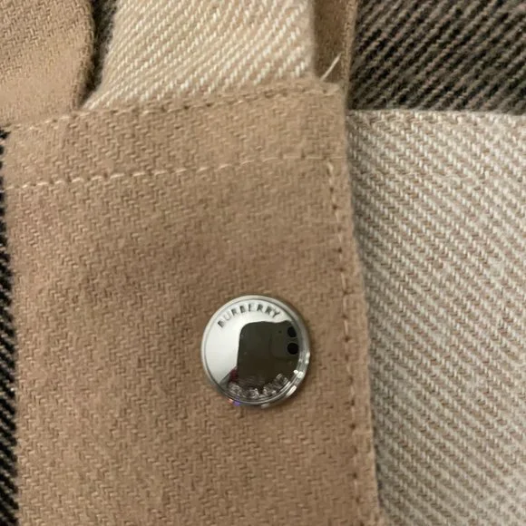 SOLD - Burberry Exaggerated Check Wool Cotton Overshirt - Picture 4 of 8